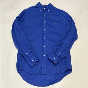 Ralph Lauren 100% Linen Purple/Royal Blue Casual Button-Down Shirt Size Small